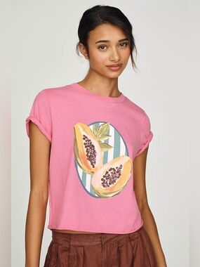 NWT Elizabeth Rachael x Anthropologie Cotton Papaya Tee